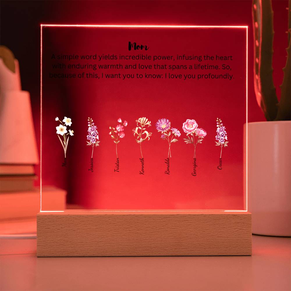 Mom Simple Words Yields Incredible Power 7 Names Acrylic Square