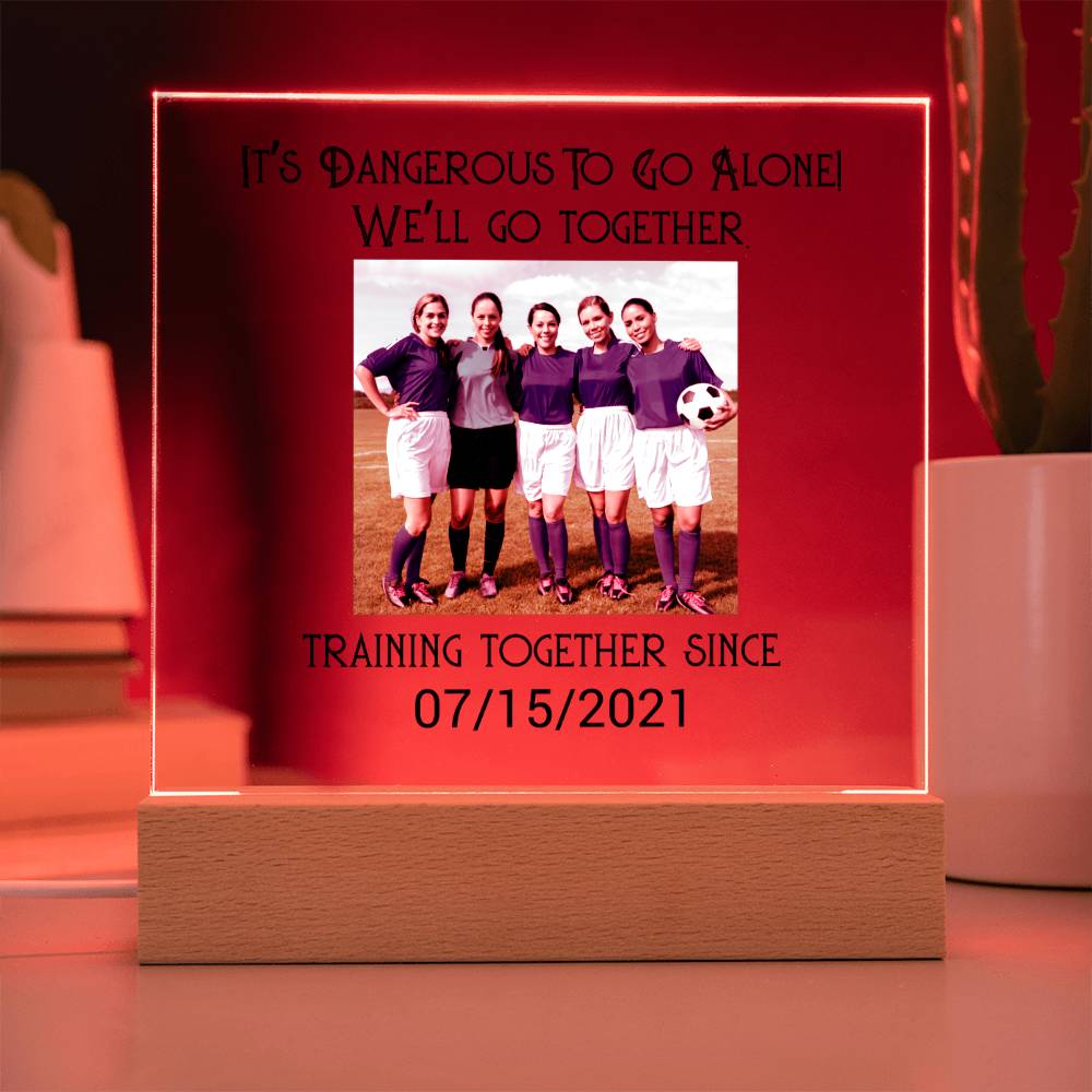 Best Friends Female Football Training Acrylic Square