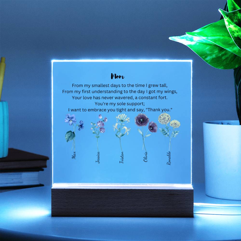 Mom Embrace You Tight 5 Names Acrylic Square
