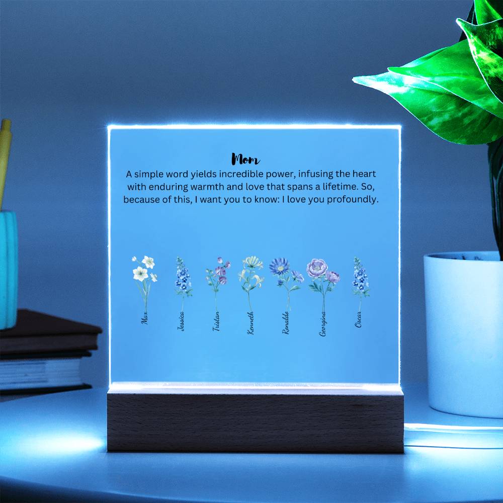 Mom Simple Words Yields Incredible Power 7 Names Acrylic Square