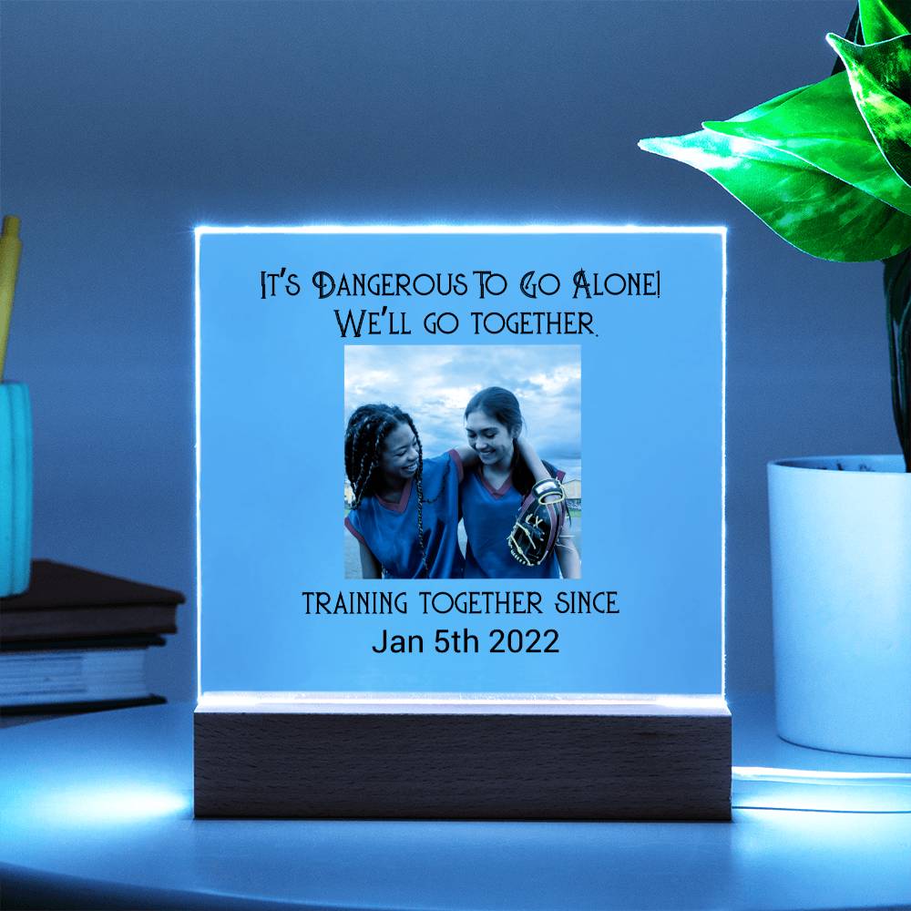 Best Friends Playing Baseball Training Acrylic Square