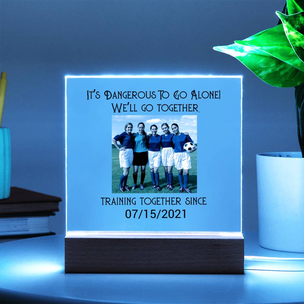 Best Friends Female Football Training Acrylic Square