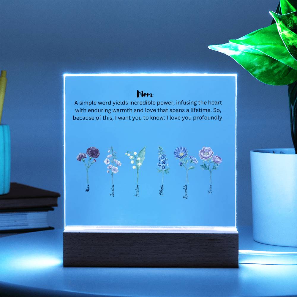 Mom Simple Words Yields Incredible Power 6 Names Acrylic Square