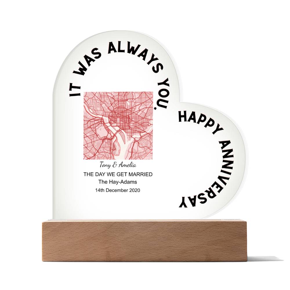 Always You, Happy Anniversary THE DAY WE GET MARRIED, Romantic Acrylic Heart