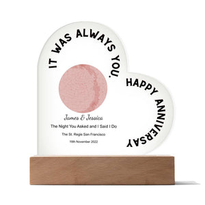 Always You, Happy Anniversary Star Map The Night You Asked and I Said I Do, Romantic  Acrylic Heart