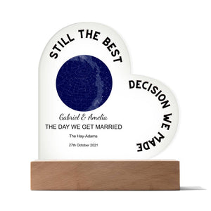 Best Decision We Made Star Map THE DAY WE GET MARRIED, Midnight Acrylic Heart