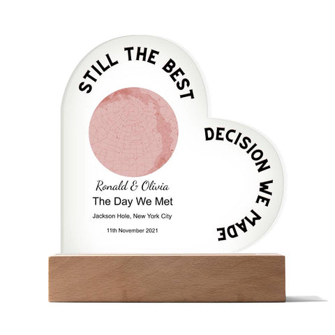 Best Decision We Made Star Map The Day We Met, Romantic Acrylic Heart