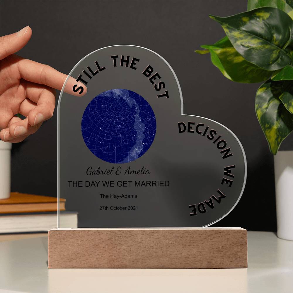 Best Decision We Made Star Map THE DAY WE GET MARRIED, Midnight Acrylic Heart