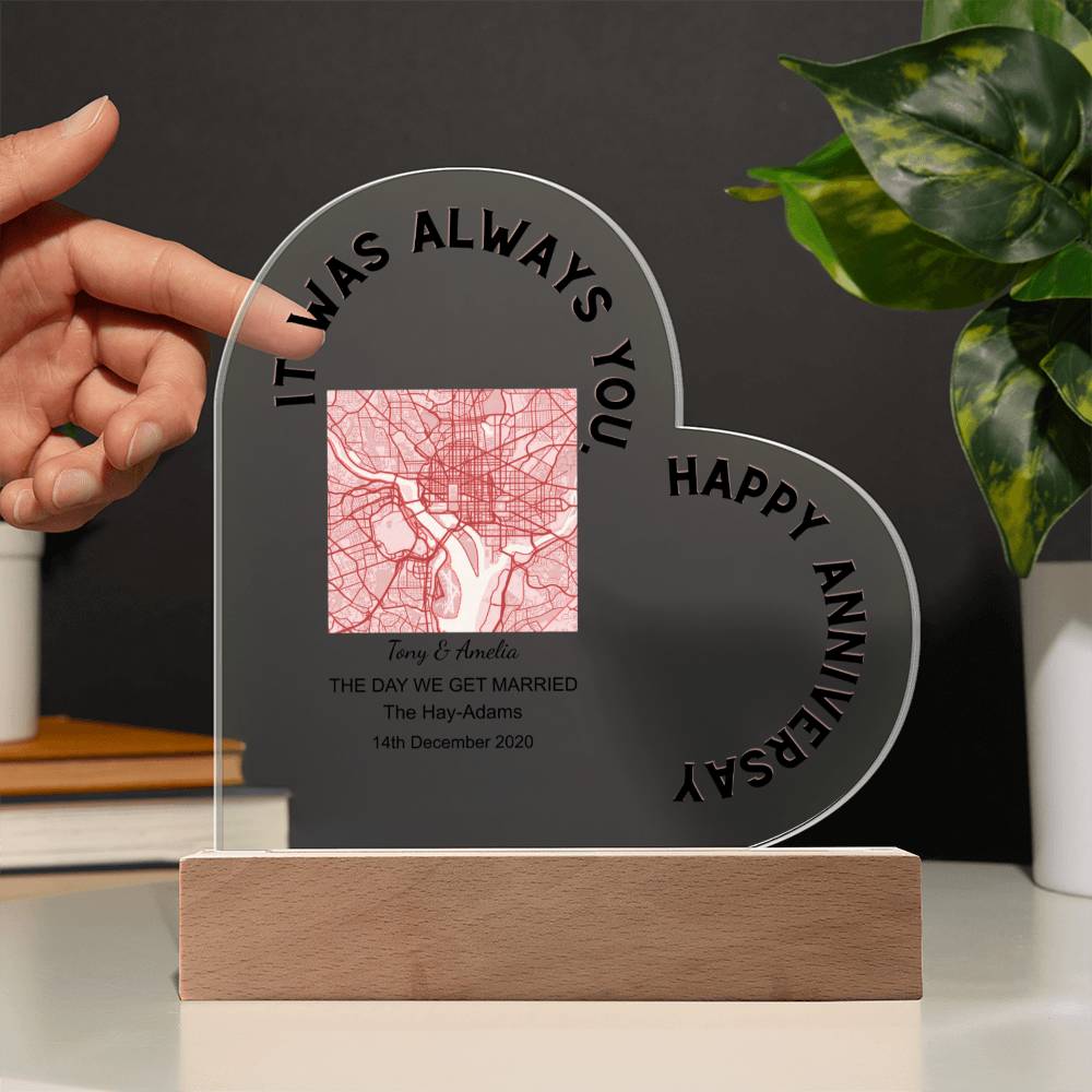 Always You, Happy Anniversary THE DAY WE GET MARRIED, Romantic Acrylic Heart