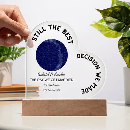 Best Decision We Made Star Map THE DAY WE GET MARRIED, Midnight Acrylic Heart