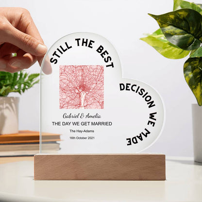 Best Decision We Made Map THE DAY WE GET MARRIED, Romantic Acrylic Heart