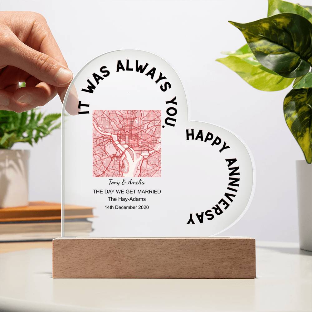 Always You, Happy Anniversary THE DAY WE GET MARRIED, Romantic Acrylic Heart