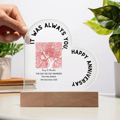 Always You, Happy Anniversary THE DAY WE GET MARRIED, Romantic Acrylic Heart