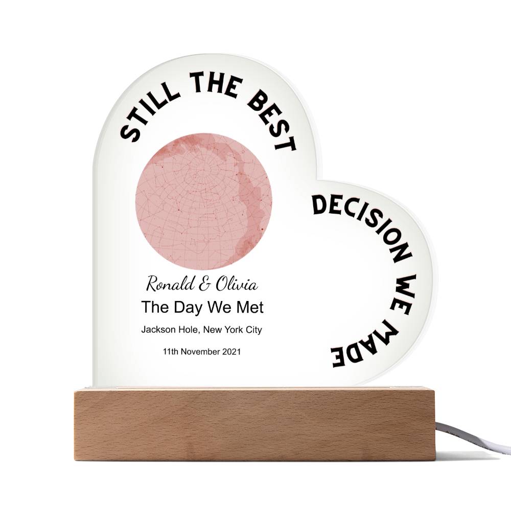 Best Decision We Made Star Map The Day We Met, Romantic Acrylic Heart
