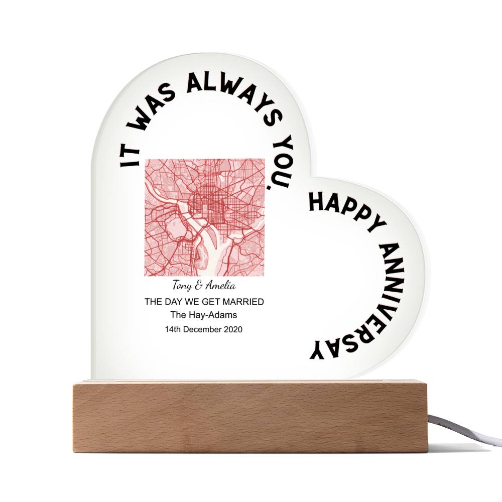 Always You, Happy Anniversary THE DAY WE GET MARRIED, Romantic Acrylic Heart