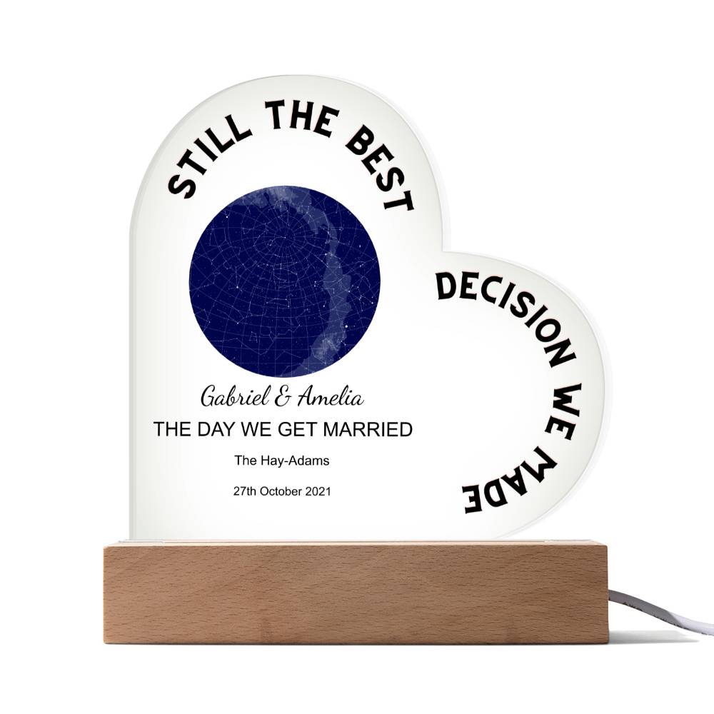 Best Decision We Made Star Map THE DAY WE GET MARRIED, Midnight Acrylic Heart