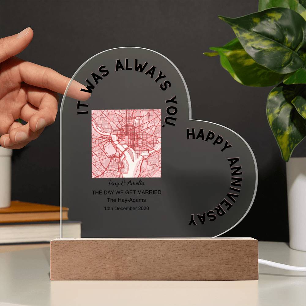 Always You, Happy Anniversary THE DAY WE GET MARRIED, Romantic Acrylic Heart