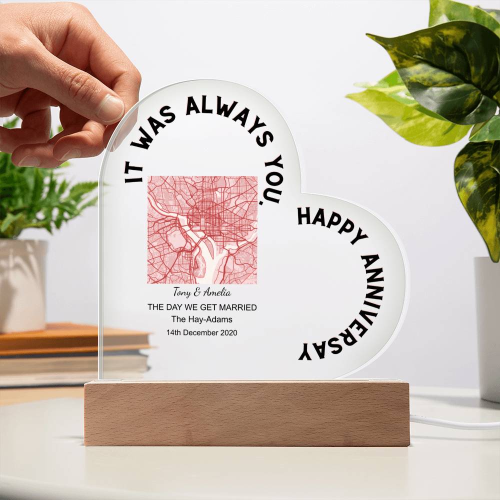 Always You, Happy Anniversary THE DAY WE GET MARRIED, Romantic Acrylic Heart