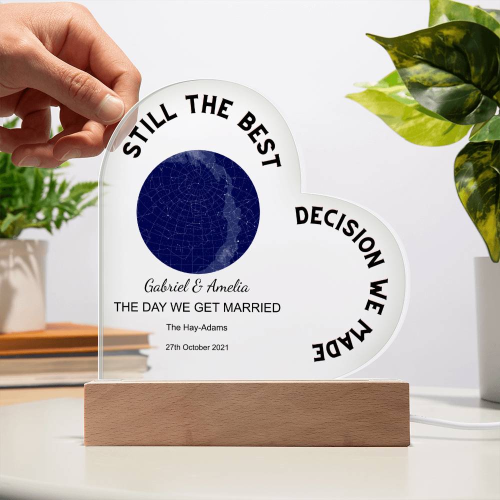 Best Decision We Made Star Map THE DAY WE GET MARRIED, Midnight Acrylic Heart