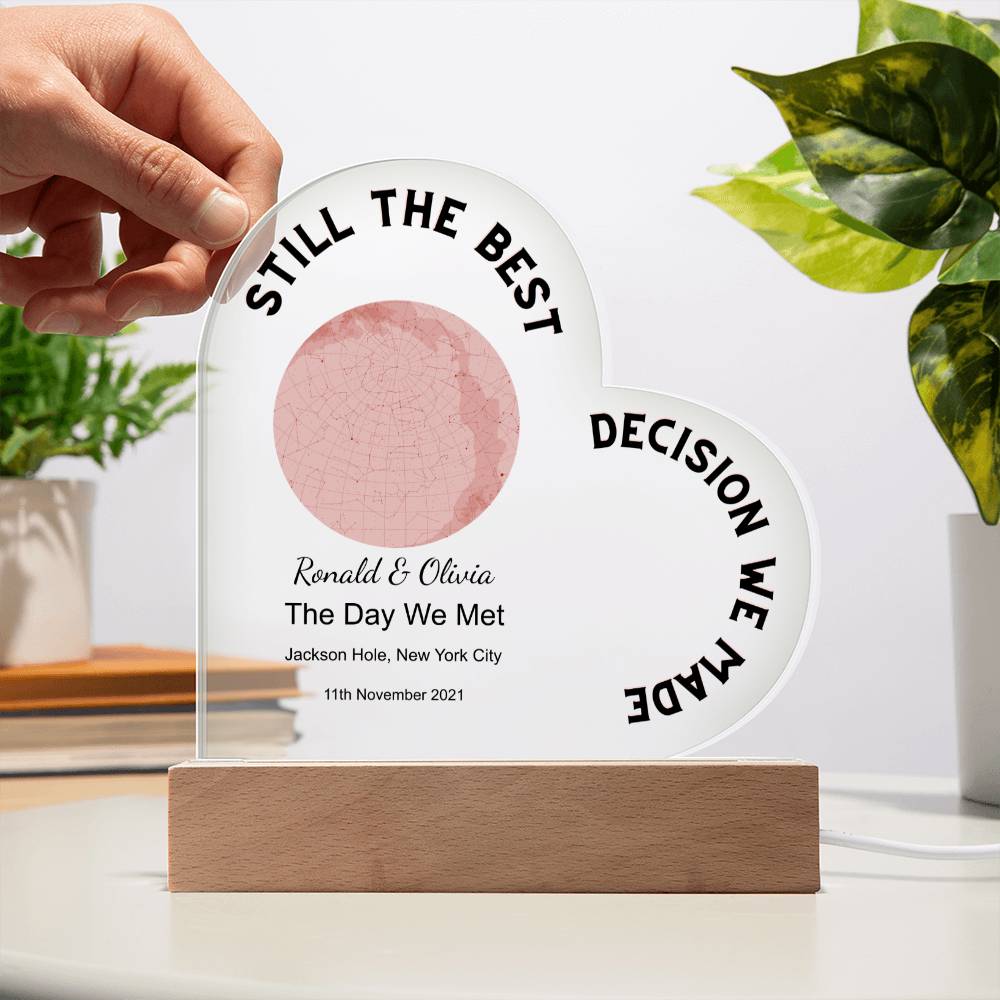 Best Decision We Made Star Map The Day We Met, Romantic Acrylic Heart