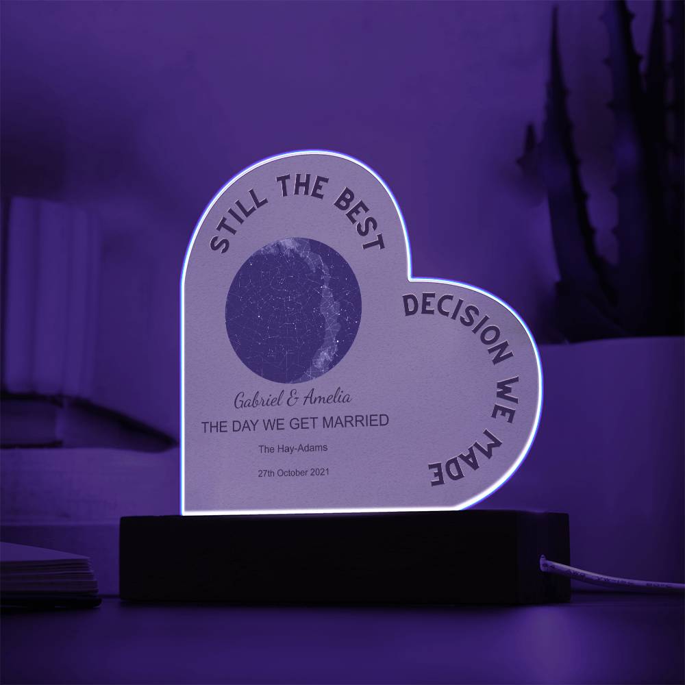 Best Decision We Made Star Map THE DAY WE GET MARRIED, Midnight Acrylic Heart