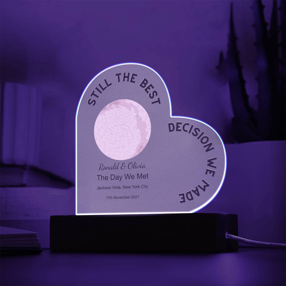 Best Decision We Made Star Map The Day We Met, Romantic Acrylic Heart