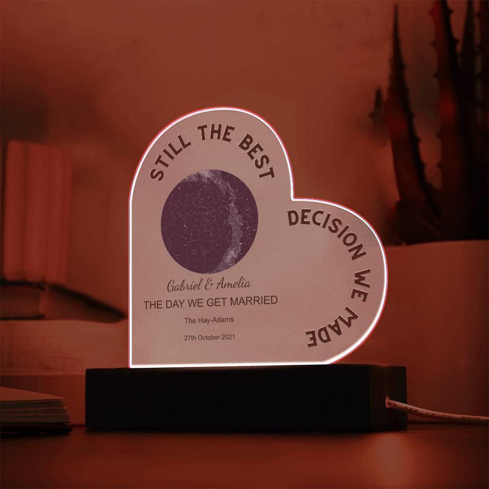 Best Decision We Made Star Map THE DAY WE GET MARRIED, Midnight Acrylic Heart