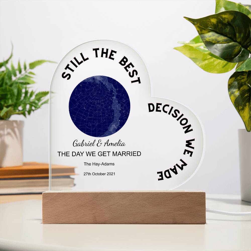 Best Decision We Made Star Map THE DAY WE GET MARRIED, Midnight Acrylic Heart
