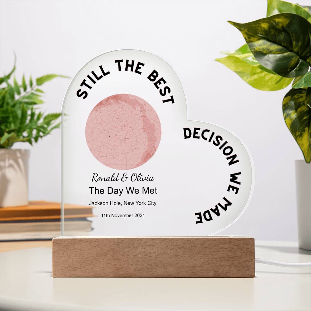 Best Decision We Made Star Map The Day We Met, Romantic Acrylic Heart