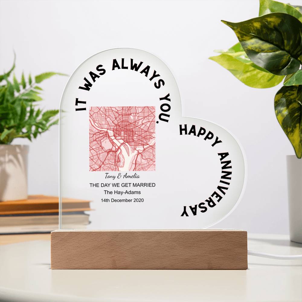 Always You, Happy Anniversary THE DAY WE GET MARRIED, Romantic Acrylic Heart