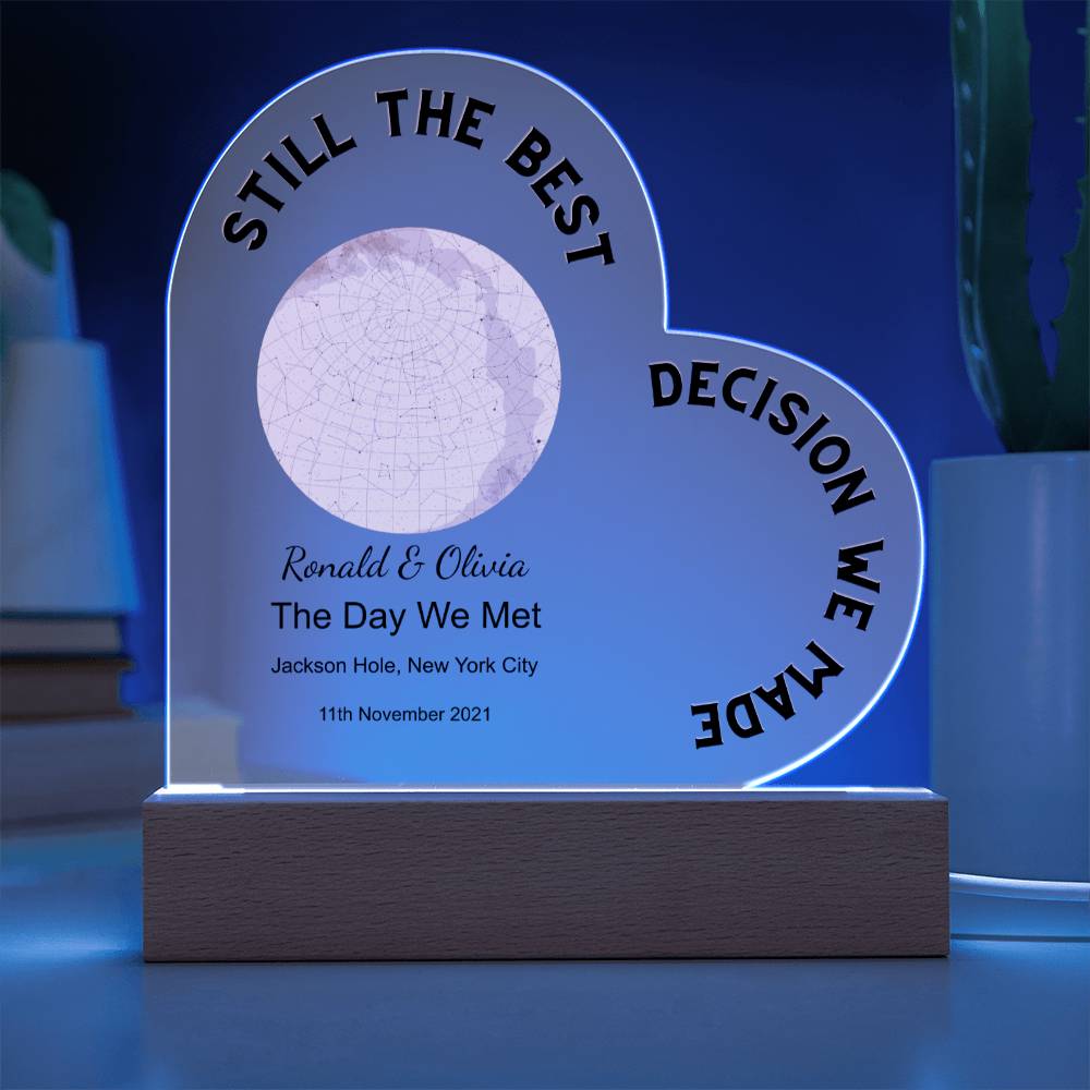 Best Decision We Made Star Map The Day We Met, Romantic Acrylic Heart