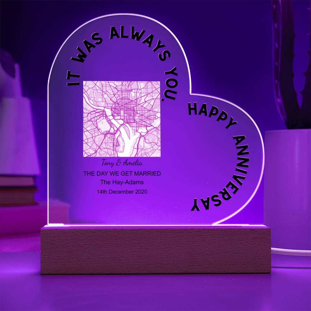 Always You, Happy Anniversary THE DAY WE GET MARRIED, Romantic Acrylic Heart