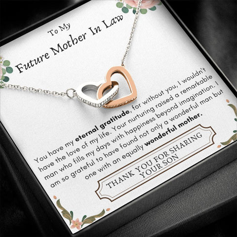 Lurve™ Future Mother In Law - Eternal Gratitude, Wonderful Mother Interlocking Hearts Necklace