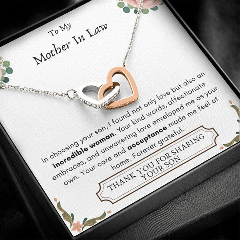 Lurve™ Mother In Law - Incredible Woman, Acceptance Interlocking Hearts Necklace