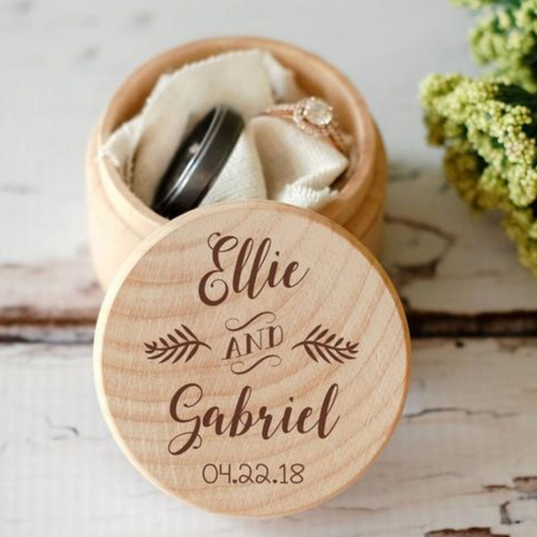 Personalized Engraved Ring Box (Leaf)