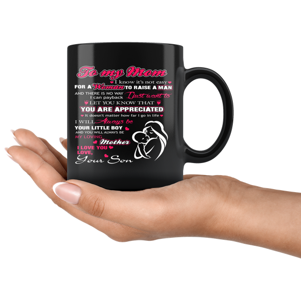 Lurve™ To Mom, From Son Black 11oz Mug