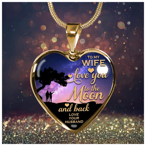 Love You To The Moon Heart Necklace