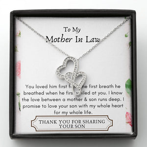 Lurve™ Mother In Law - Mother Son, Whole Heart Double Hearts Necklace