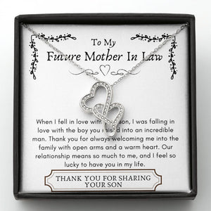 Lurve™ Future Mother In Law - Incredible Man, Lucky To Have You Double Hearts Necklace