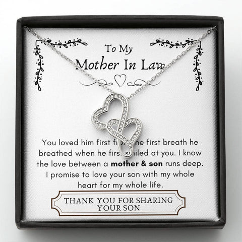 Lurve™ Mother In Law - Mother Son, Whole Heart Double Hearts Necklace