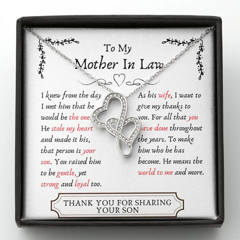 Lurve™ Mother In Law - Stole My Heart, Your Son Double Hearts Necklace