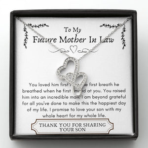Lurve™ Future Mother In Law - Incredible Man, Beyond Grateful Double Hearts Necklace