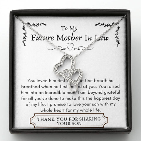 Lurve™ Future Mother In Law - Incredible Man, Beyond Grateful Double Hearts Necklace