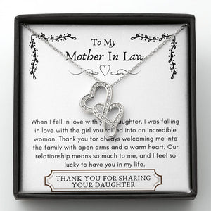 Lurve™ Mother In Law - Incredible Woman, Lucky To Have You Double Hearts Necklace