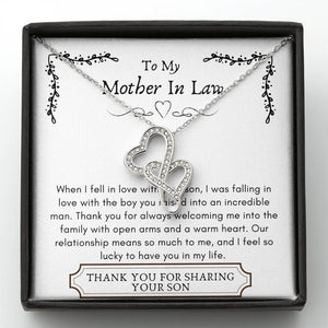 Lurve™ Mother In Law - Incredible Man, Lucky To Have You Double Hearts Necklace