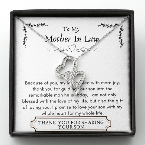 Lurve™ Mother In Law - Remarkable Man, The Gift Double Hearts Necklace