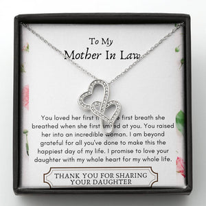 Lurve™ Mother In Law - Incredible Woman, Beyond Grateful Double Hearts Necklace