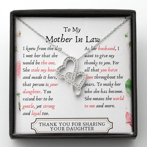 Lurve™ Mother In Law - Stole My Heart, Your Daughter Double Hearts Necklace