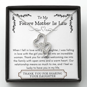 Lurve™ Future Mother In Law - Incredible Woman, Lucky To Have You Double Hearts Necklace