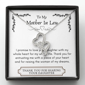 Lurve™ Mother In Law - Your Daughter, Whole Heart Double Hearts Necklace
